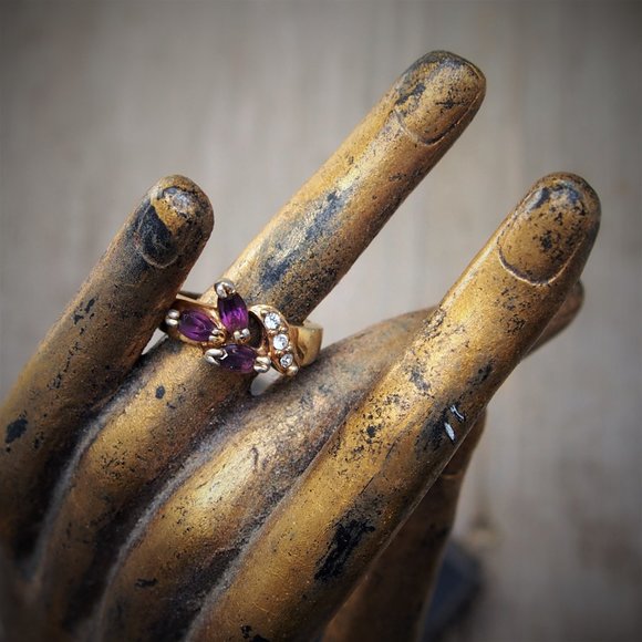 Vintage Jewelry - Vintage DAG Faux Amethyst & CZ Ring